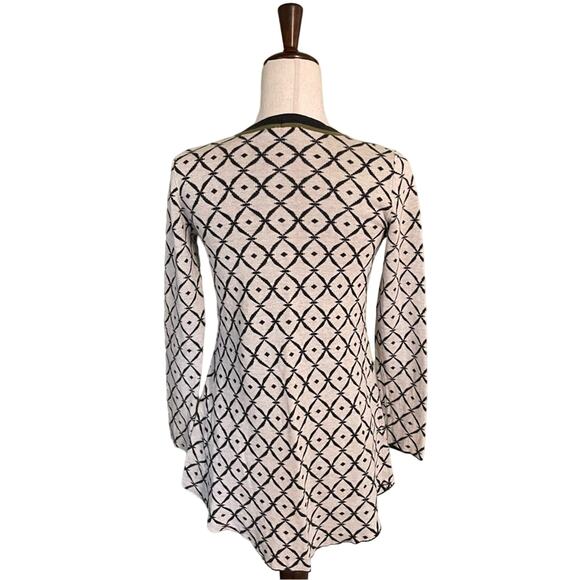Belldini open front Cardigan Diamond Pattern High Low Cream Gray Women’s size S - Picture 2 of 8